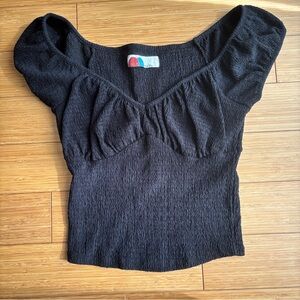 Free People beach black milkmaid textured knit top